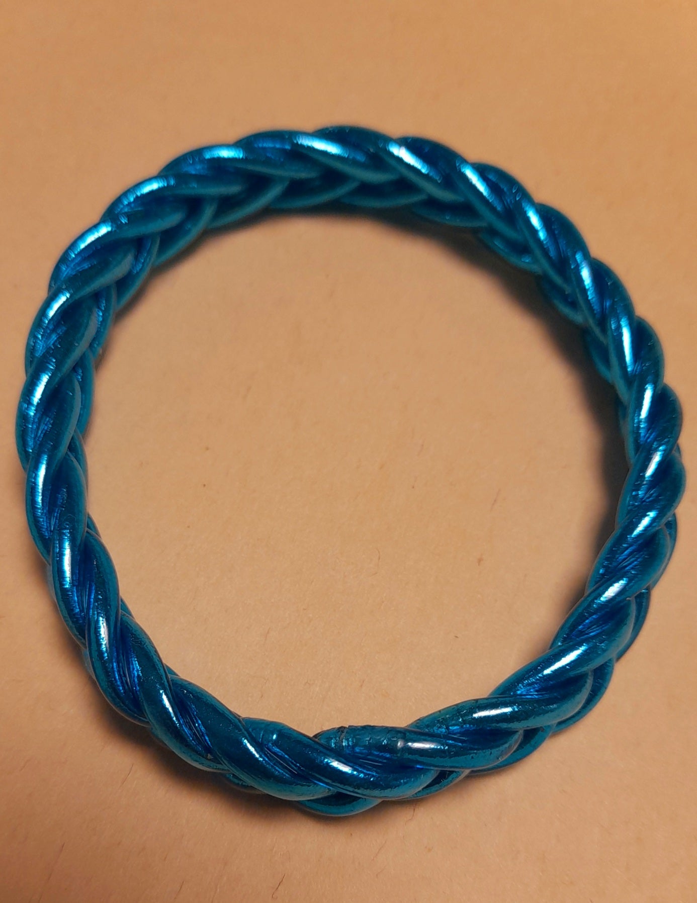 Jonc Bouddhiste tressé turquoise avec mantra taille M