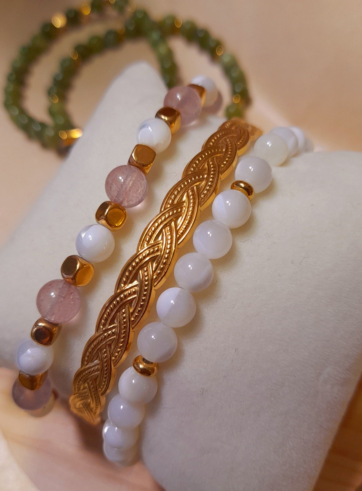 Bracelet Quartz Fraise et Nacre Blanche 6 mm Douceur & Harmonie Limdéa