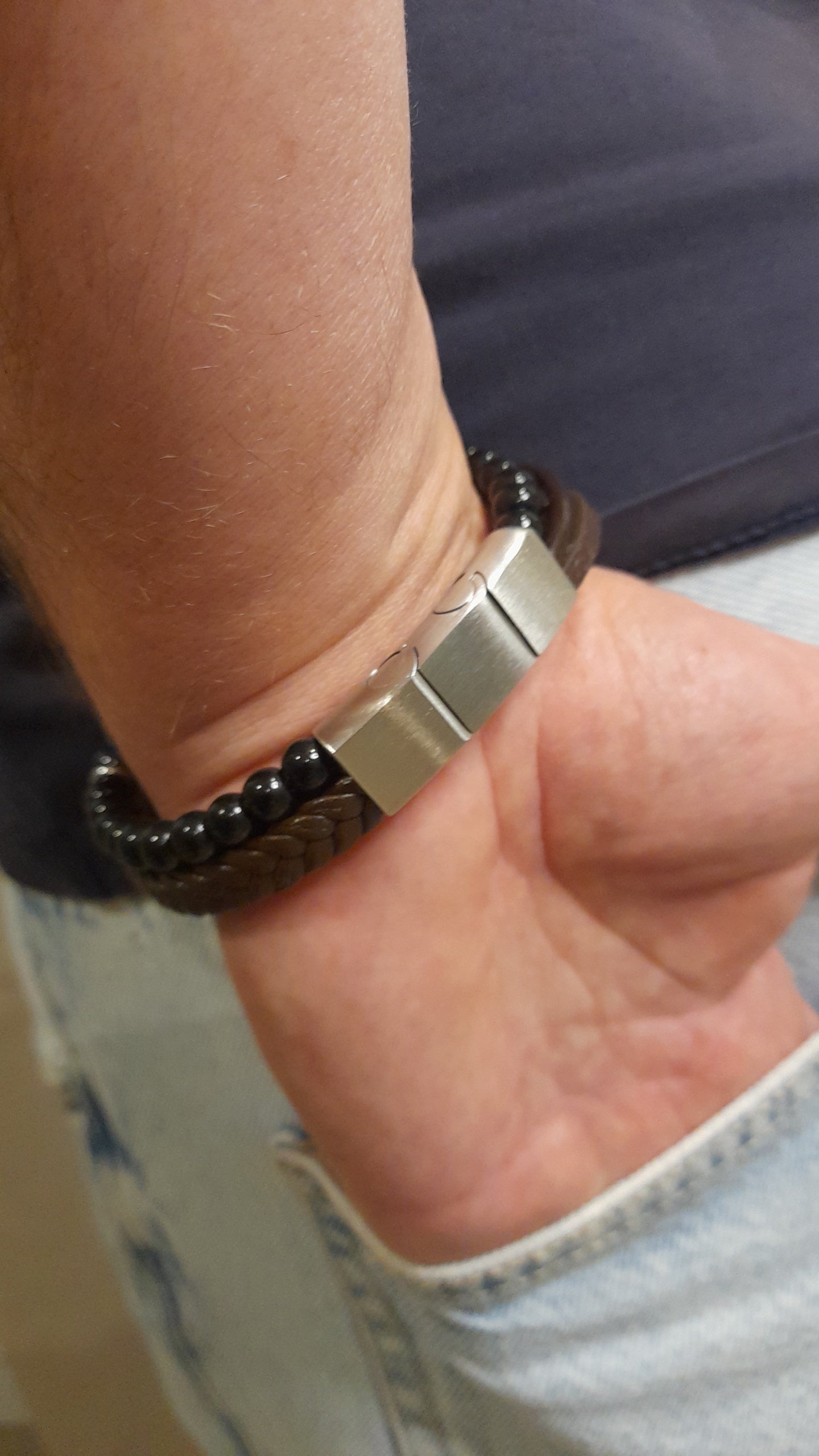 Bracelet TANKAI Cuir marron et Pierres Naturelles