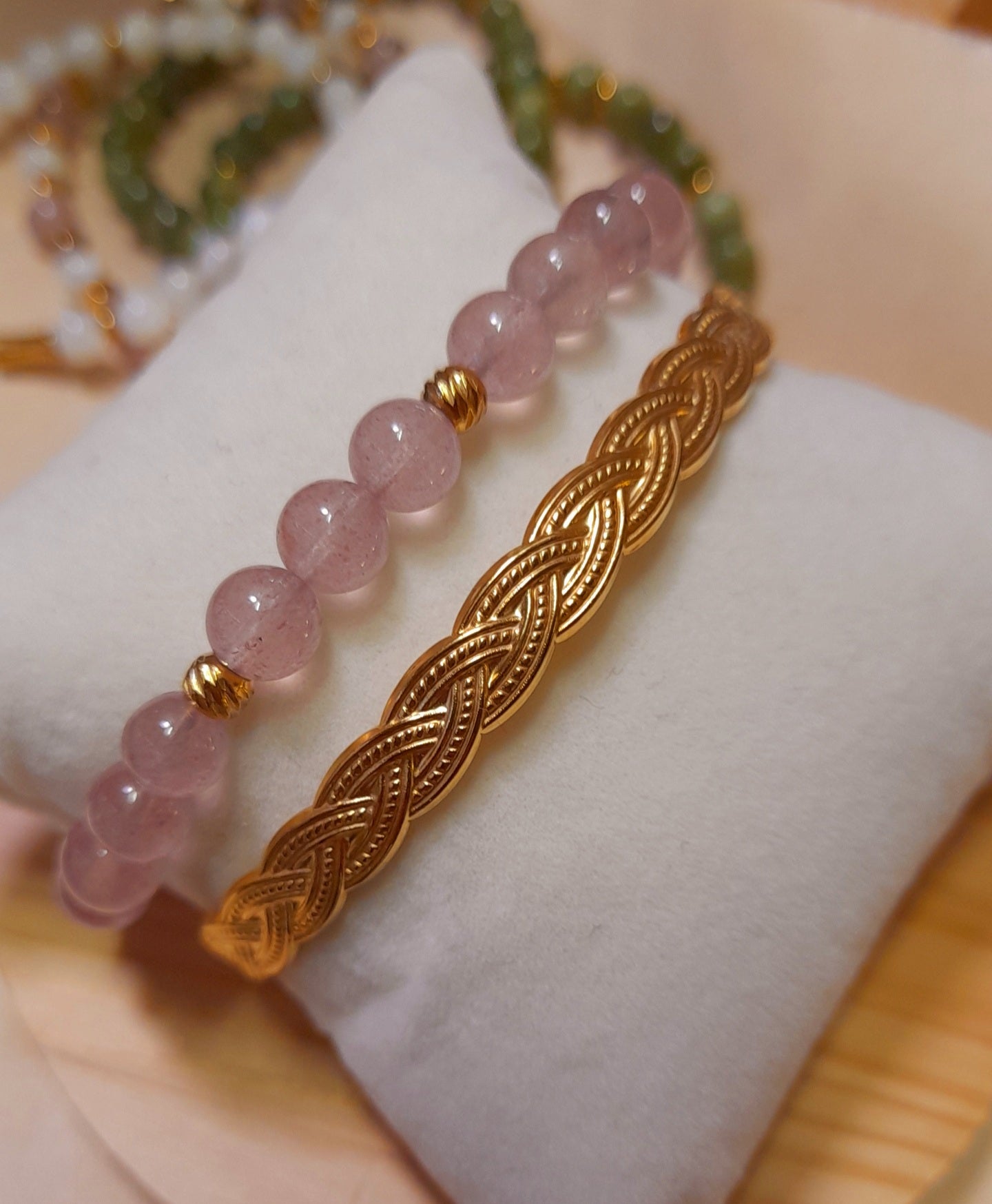 Bracelet Quartz Fraise 6 mm Pierre naturelle d’amour et d’harmonie  Limdéa