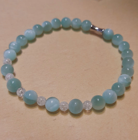 Bracelet Quartz Bleu 6 mm & Cristal de Roche 4 mm – Sérénité & Clarté  Limdéa