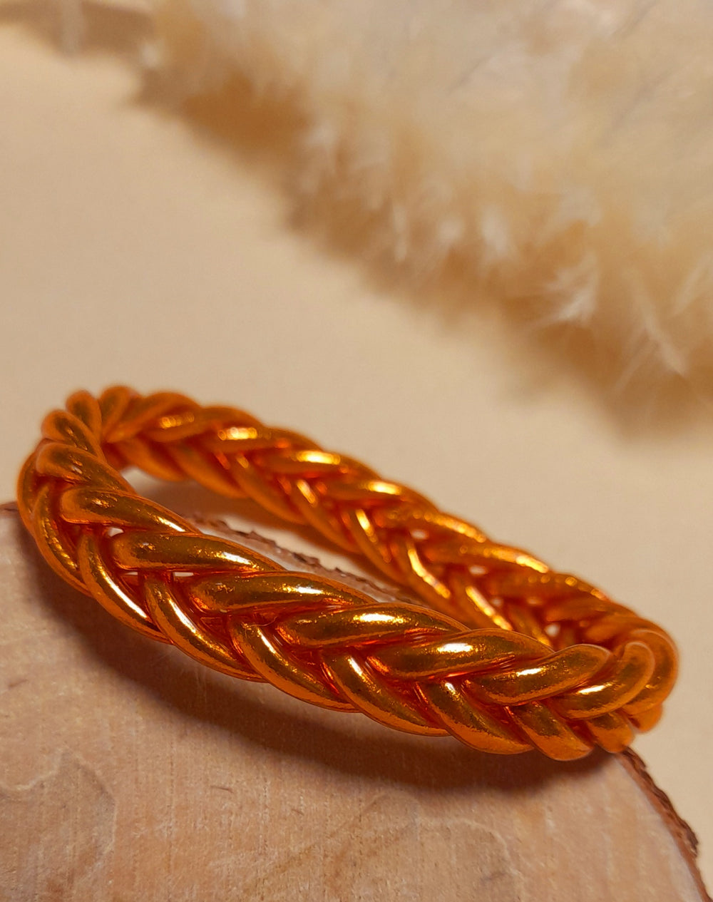 Jonc Bouddhiste tressé Orange avec mantra taille M