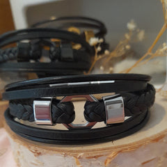 Bracelet Arokaï cuir noir