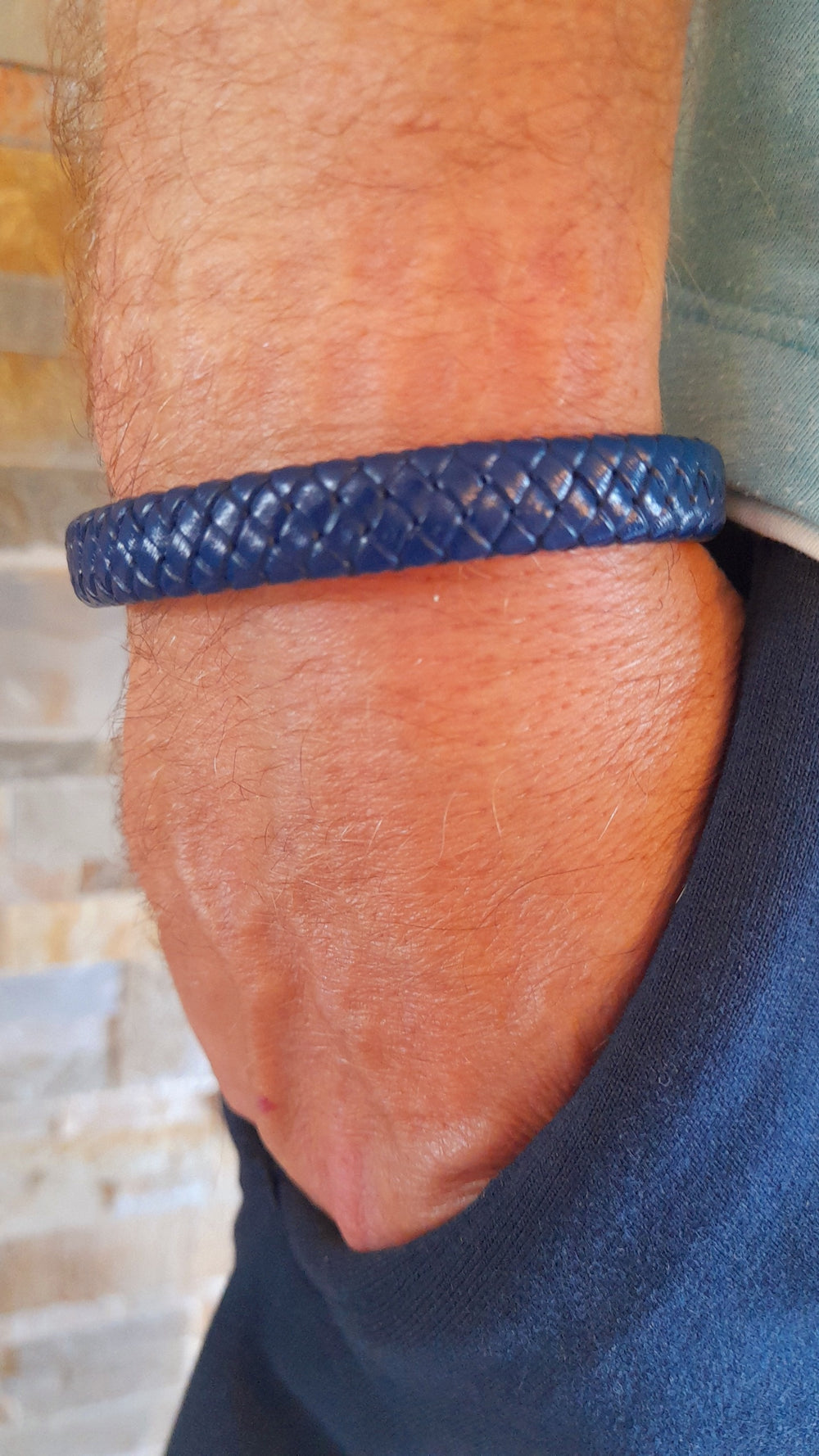 Bracelet Nanao cuir bleu profond