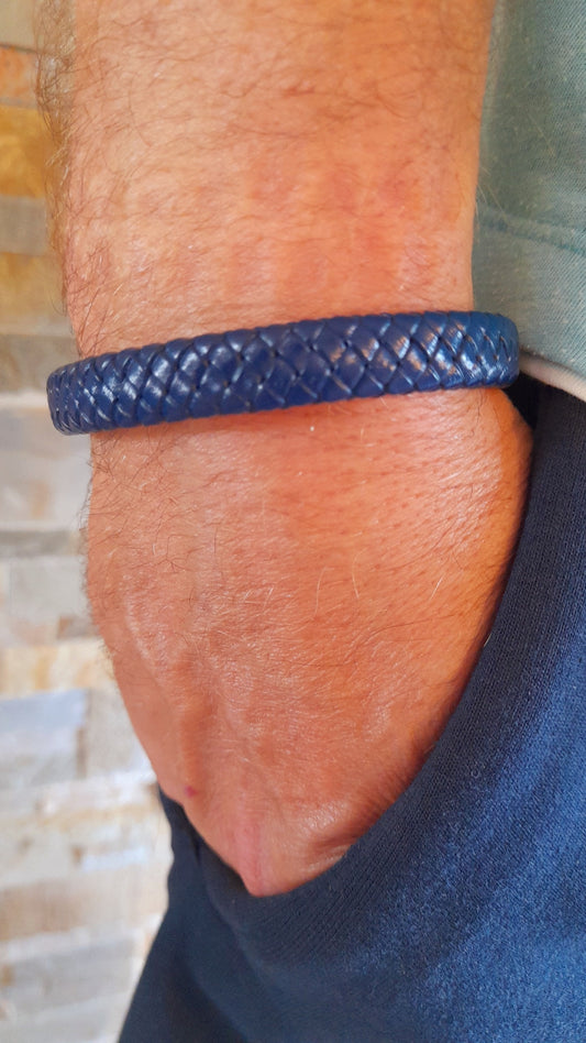 Bracelet Nanao cuir bleu profond
