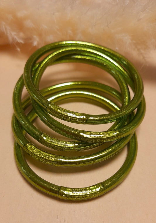 Jonc Bouddhiste vert avec mantra taille M