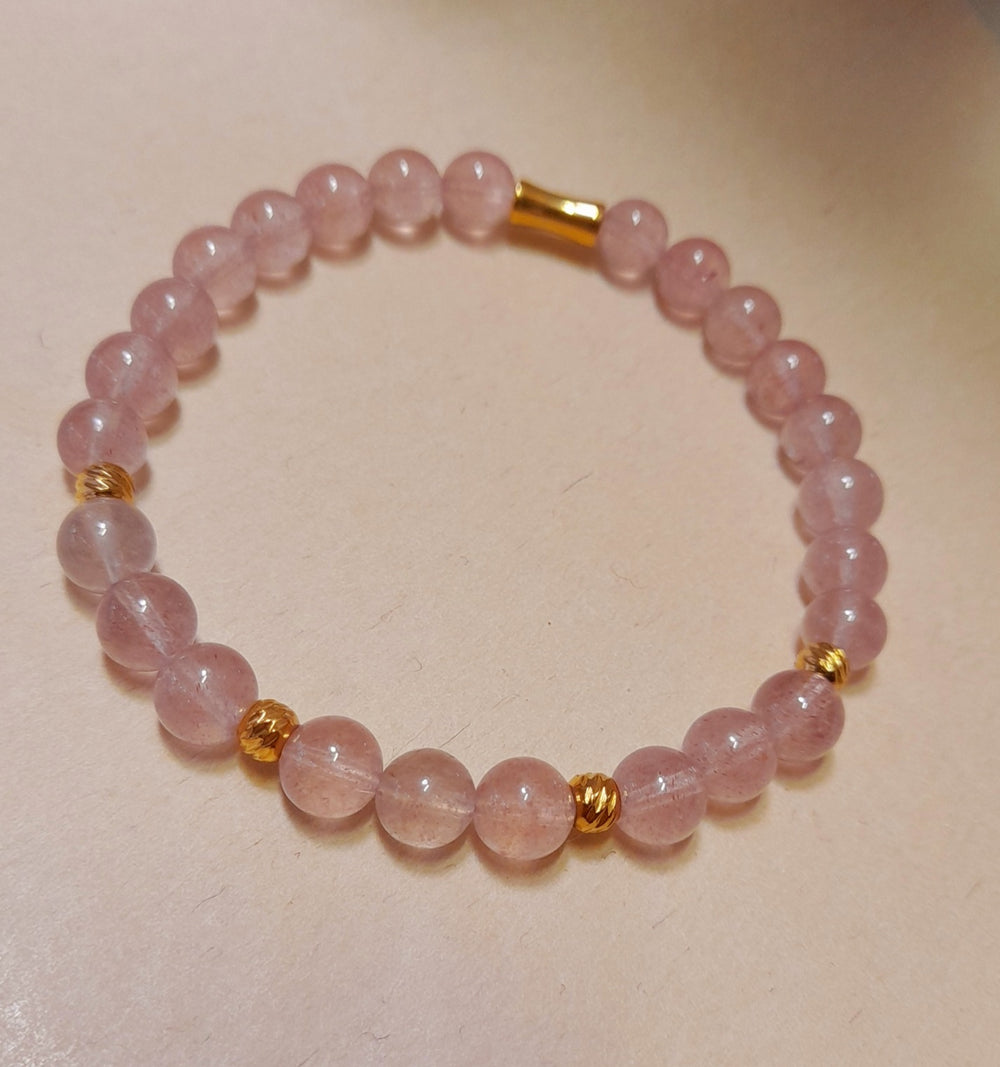 Bracelet Quartz Fraise 6 mm Pierre naturelle d’amour et d’harmonie  Limdéa
