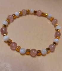 Bracelet Quartz Fraise et Nacre Blanche 6 mm  Douceur & Harmonie Limdéa