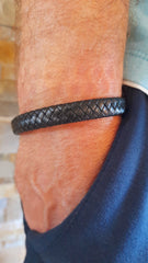 Bracelet Nanao cuir noir