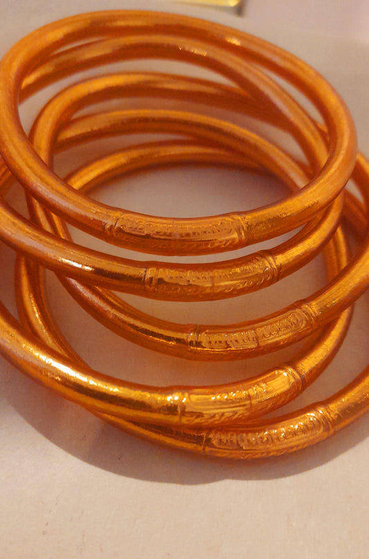 Jonc Bouddhiste Orange avec mantra taille M