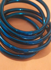 Jonc Bouddhiste Bleu roi avec mantra taille M